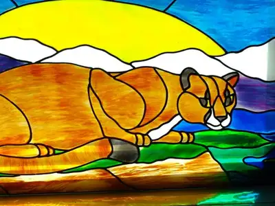 Magical Wildlife Series Stained Glass Painting14.5"x 24", View more