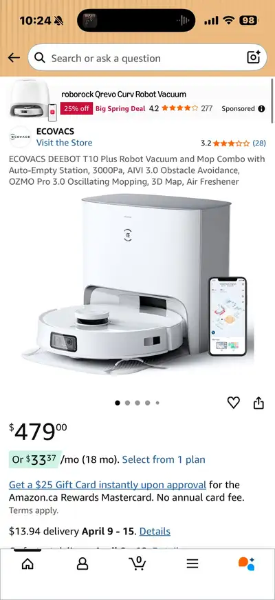 Selling my Ecovacs DEEBOT T10 Plus robot vacuum and mop with the auto-empty station. Works well and...