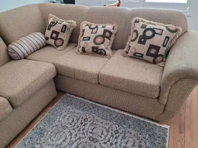 Good condition sectional sofa and bed - fabric/ linen material, View more