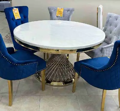 Round marble dining table with gold base for sale, View more