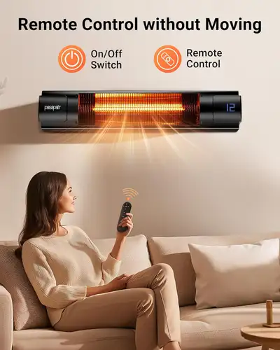 Infrared Indoor and Outdoor Heater -9H Timer and Overheat Protection with Remote Control - Wall-Moun...