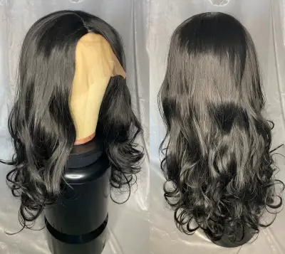NEW gorgeous 22" black synthetic wig, View more