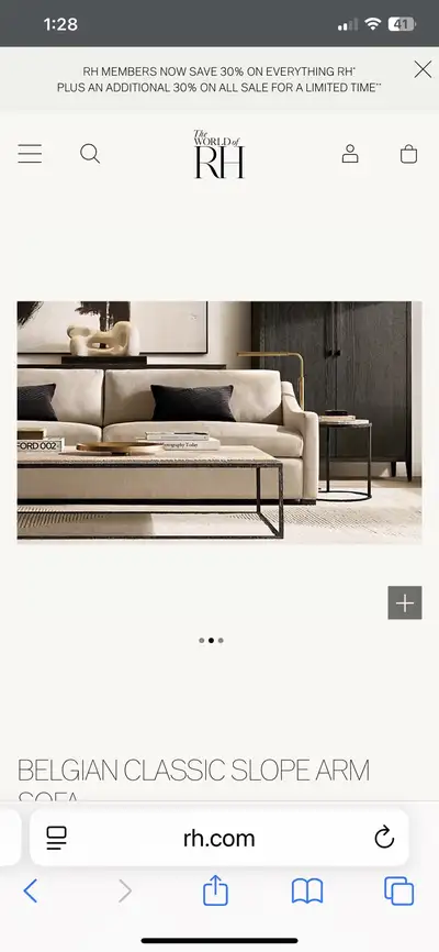 BRAND NEW FARLOV IKEA SOFA DUPE OF RH BELGIAN SLOPED ARM SOFA , View more