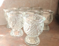 7 "cut" glass candle holders