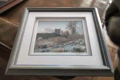 This framed and double matted 3D art print measures 18 inches wide and 16 inches tall. It is signed...