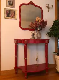 table console d'entrée et son miroir