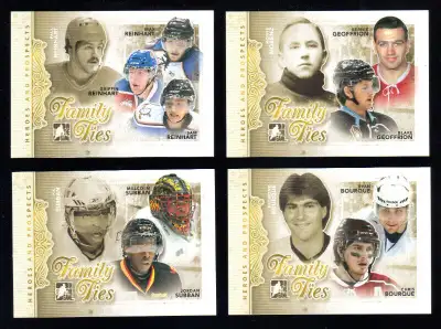 CARTE DE HOCKEY GEOFFRION,ROY,BOURQUE,SUBBAN FAMILY TIES SET, View more