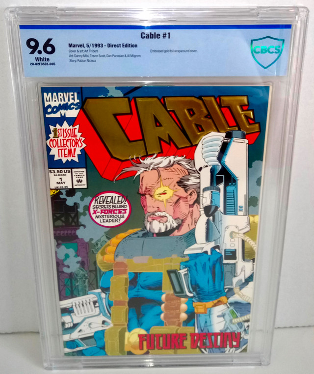Cable # 1 CBCS 9.6 Marvel 1993 1st App Embossed Gold Foil Wrapar dans Bandes dessinées  à Ville de Montréal