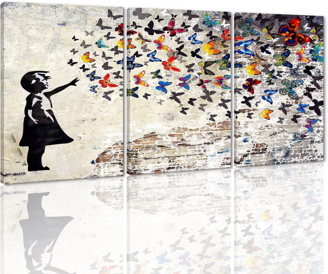 Banksy Canvas wall art 3 panels 72" x 36" in Arts & Collectibles in City of Toronto - Image 3