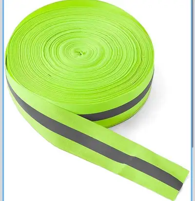 This is a roll of fluorescent yellow-green reflective tape with a grey stripe, designed to enhance v...