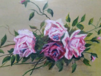 Antique Watercolour Painting Pink Roses N A McNally