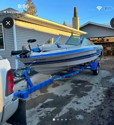 1986 searay Seville 165 mercruiser alpha 1 leg New prop Minn kota 55 Lb thrust bow mount motor with...