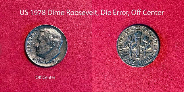 US 1978 Dime Roosevelt, Die Error, Off Center dans Art et objets de collection  à Ville de Montréal