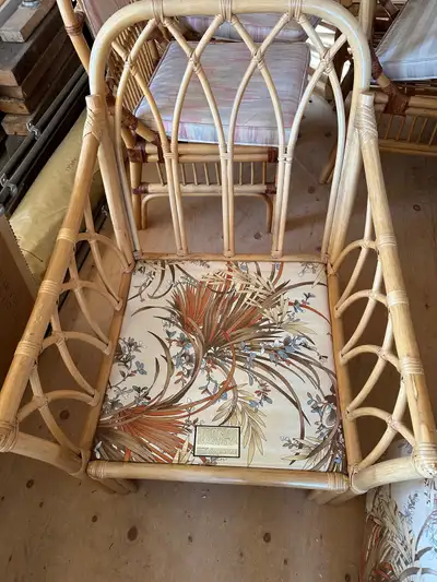 Solid high Quality Natural Rattan Chair and Ottoman, View more