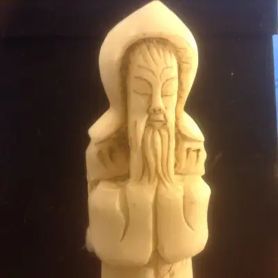 Antique/Vintage Chinese Hand Carved Soapstone Asian Man Statue, View more