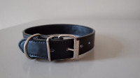 Collier pour chien cuire noir Black leather dog collar