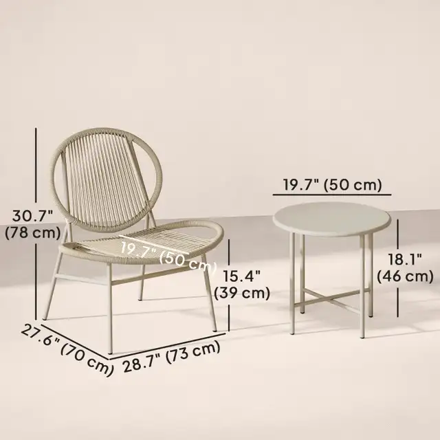 Rattan Bistro Set, 3 Pieces Wicker Patio Furniture Set, Acapulco in Patio & Garden Furniture in Markham / York Region - Image 10