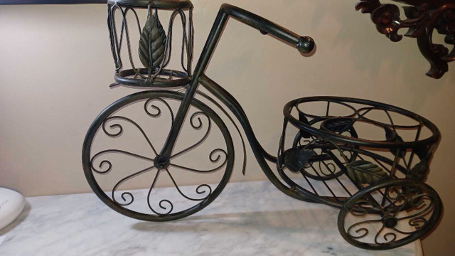 15"Tx24"Lx11"W Vtg Tricycle  Wrought-iron Whimsical Plant Stand in Outdoor Décor in Calgary