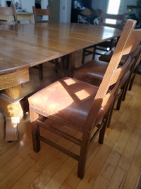 Oak table and seats
