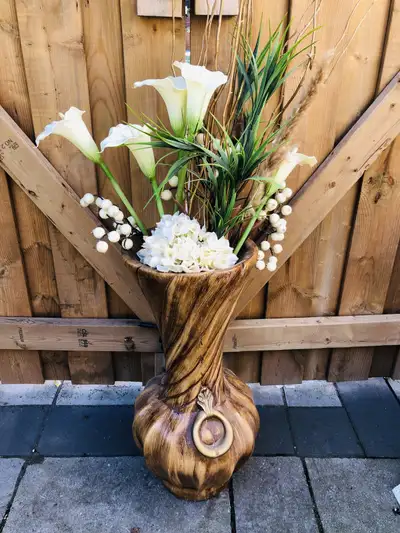 Vintage 1980s Floor Vase with floral arrangements, View more