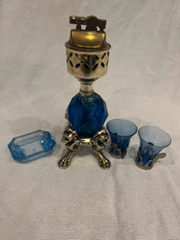 Very rare Vintage lighter ashtray and 2 shot glass