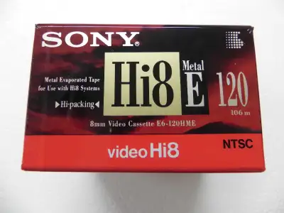Sony Handycam Video Hi8 120 Tapes NEW 5 New Tapes. Asking $25.00 OBO for the group of them.