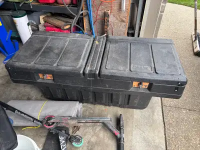 This Work brand truck box is great for storing tools and equipment, Locks don’t work Fits inside bed...