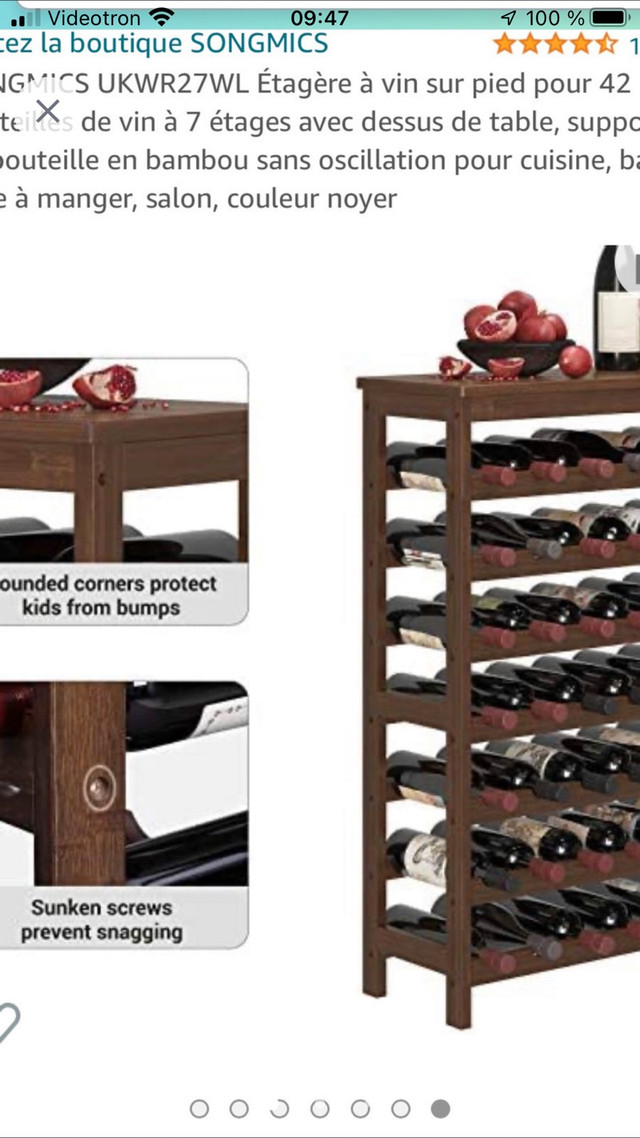 Support à vins, Neuf dans la boîte  dans Mobilier de salle à manger et cuisine  à Laurentides - Image 2