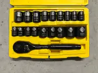Stanley 3/8” Ratchet and Socket Set, 19 pc, SAE and Metric