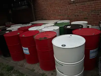 Empty metal barrels drums. Had foam material inside, safe for home use. Good condition inside and ou...