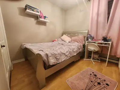 Grey bedroom set with double bed, mattress, 6 drawers chest, , View more