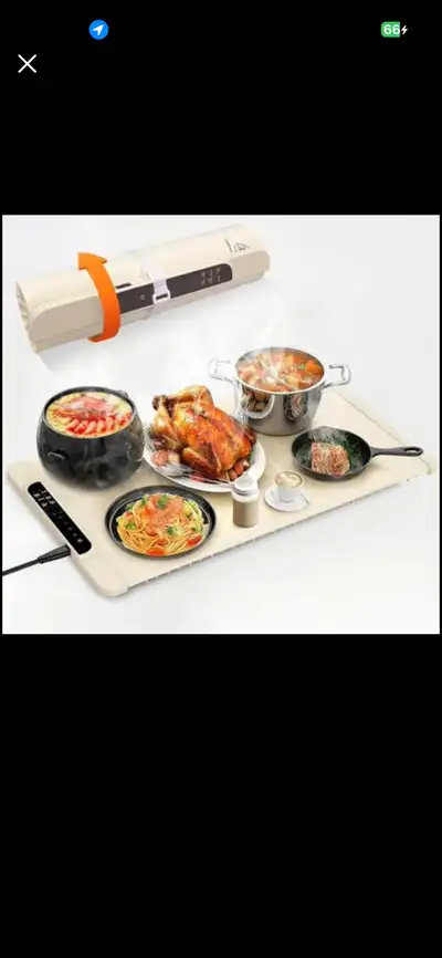 Food Warming Mat – Whole-Surface Heating, Rollable - Brand New, View more