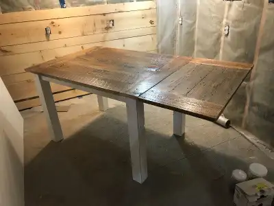 Reclaimed dinning table with removable leaf made from 120yr cedar from lanark county. Table is 3x4 w...