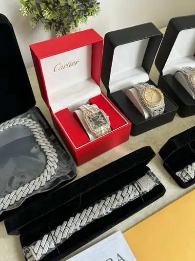 Moissanite Watch – Only $700! Moissanite Watch and Chain Combo - $1500 Comes with GRA Certificate &...