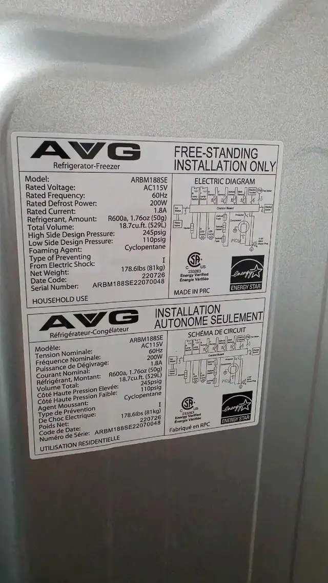 Réfrigérateur AVG 30" (18,7 pi³) – Congélateur bas – Comme NEUf in Refrigerators in Sherbrooke - Image 9