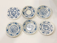 Lot of Vintage English small blue and white plates Meakin etc