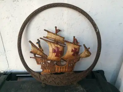 Cast iron wall hangar Sailing ship, Templar??