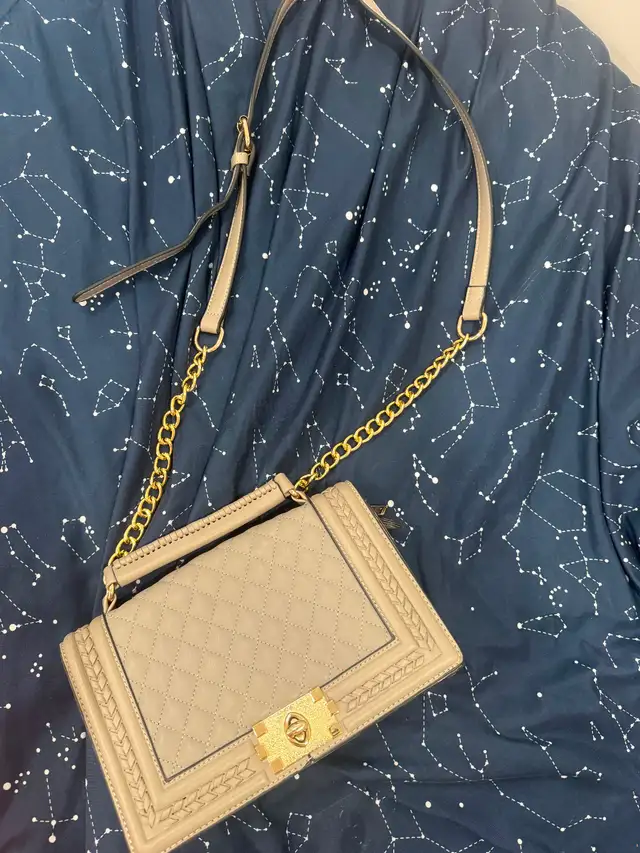 Beige Quilted Crossbody Bag – Brand New
