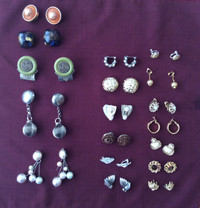 Vintage costume jewelry clip-on earrings