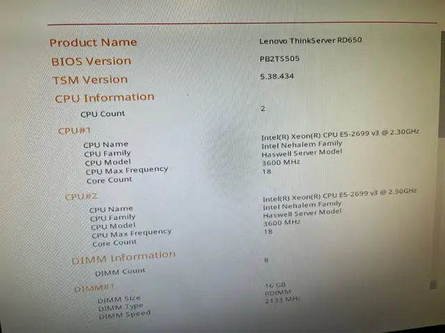 Lenovo RD650 Xeon E5-2699v3 2x 18 Cores 128GB DDR4 Rack Server in Servers in St. Catharines - Image 11