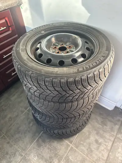 Michelin winter tires on steel rims Compete set Wil fit all Toyota Corolla 205/55R16 Tires are like...