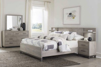 NEW Modern Grey Bed With Optional Built In Lights & Bedroom Set