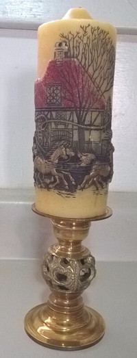 Vintage Brass Candle Holders Pierced Ornate Filigree Pillar