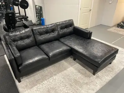 Faux leather couch, View more