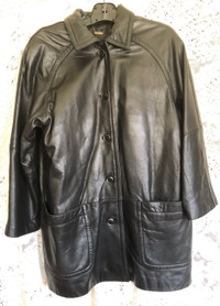 BLACK, LEATHER DANIER THINSULATE LINED COAT – Women’s Small