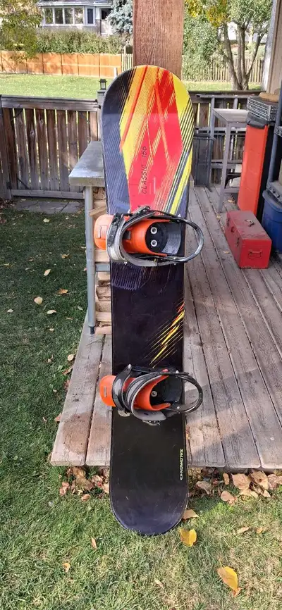 Selling this snowboard with bindings. Asking $60obo. 60 inches (156cm) long. If ad is up it's availa...
