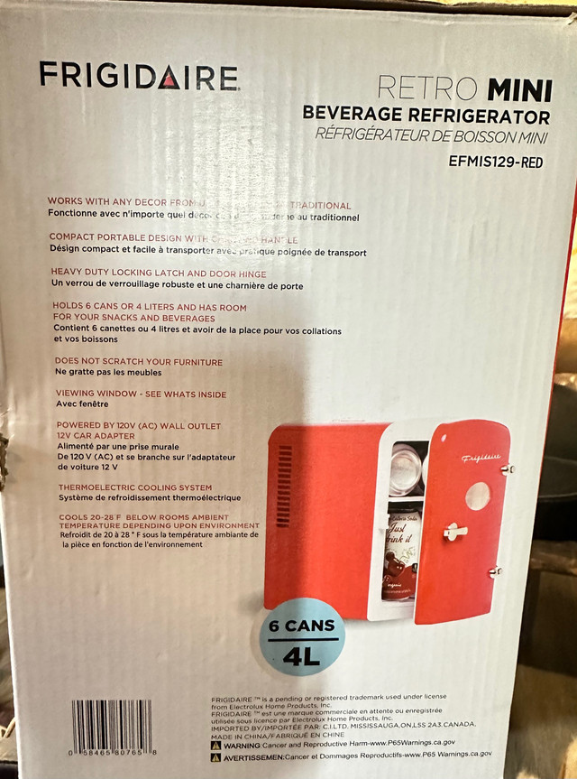 NEW! Frigidaire-RED Mini Portable Compact Personal Fridge  dans Réfrigérateurs  à Ottawa - Image 2