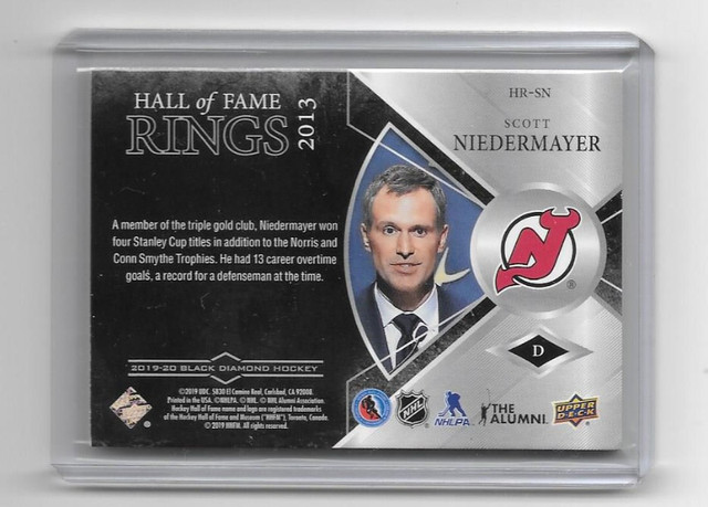 2019-20 UD BLACK DIAMOND SCOTT NIEDERMAYER HALL OF FAME RINGS in Arts & Collectibles in City of Toronto - Image 2