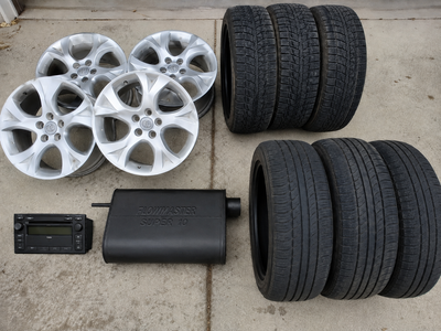 I am selling my Toyota OEM stereo 17 inch Alloys Set of winter tires and 3 summer tires 16 inch Rims...