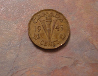 1943 Canada King George brown 5c nickel coin